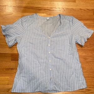 Striped Blue Casual Top with buttons down the front